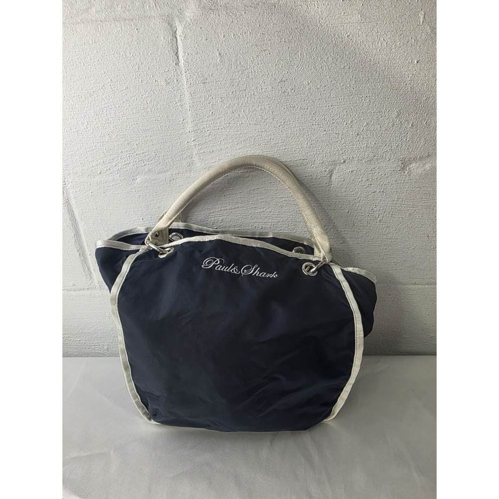Paul & Shark Yachting Navy Square Nylon Tote Bag w White Rope Handles‎